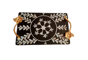Bandeja Decorativa de Nácar Negro al por Mayor, 30x20cm, Artesanía de Calidad Certificada EPCH, para Uso en Hoteles y Restaurantes de India - Product Image 3