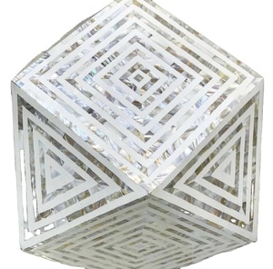 Decoración Para el hogar con Incrustaciones de nácar, mesa de centro con forma de diamante, muebles con incrustaciones de hueso para sala de estar, mesa auxiliar con incrustaciones de perlas - Product Image 1