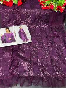 ชุดงานปักตาข่ายหนาสำหรับผู้หญิง,ชุดซอลวาร์ปากีสถานไร้จีบก้นมี4ด้าน - Product Image 6