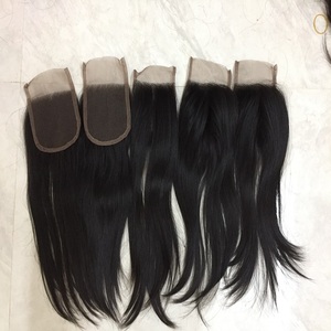 Fermeture de cheveux humains 4 "* 3.5" dentelle droite Remy Vietnam couleur naturelle partie centrale cheveux humains cheveux vietnamiens bruts - Product Image 3
