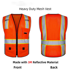 เสื้อกั๊กนิรภัยสีส้ม Hi VIS สำหรับก่อสร้างเสื้อกั๊กรักษาความปลอดภัยออกแบบได้ตามต้องการพร้อมโลโก้ที่มองเห็นได้ชัดเจนกันน้ำ - Product Image 2
