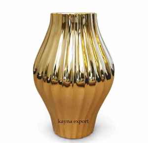 GOLD PLATED FLOWER VASES MANUFACTURE INDIAN HANDCRAFTED METAL FLOWER VASE for HOME USE UNIQUE METAL NEW FINISHED FLOWER VASE - Product Image 1