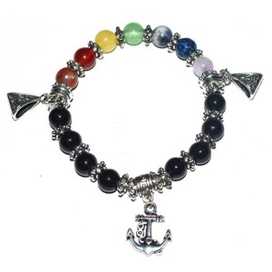 Bracelets en Agate Plaqué Argent/Or avec Cristaux Chakra et Strass, Faits Main, Unisexe, Vente en Gros - Product Image 1