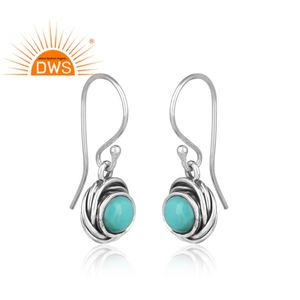 Boucles d'oreilles pendantes naturelles zircon Turquoise, bijou en argent 925 avec des pierres précieuses, vente en gros - Product Image 2