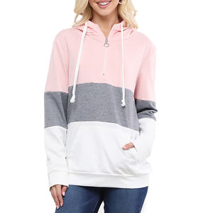 Vente chaude pulls à capuche à manches longues pour les femmes Casual Block Change Design Washed Technique - Product Image 1