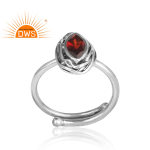 Bague ajustable pour fille, anneau en argent Sterling 925, pierre précieuse rouge naturelle, vente en gros, bijoux - Product Image 2