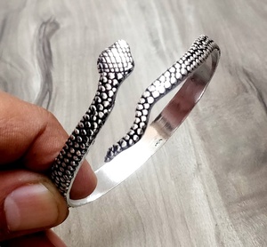 Silver Oxidize <b>Snake</b> Cuff Bracelet - Product Image 5