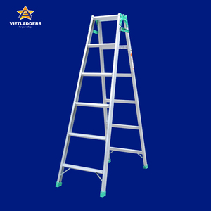 บันไดอลูมิเนียม VIETLADDERS ขนาด 6 ฟุต 6 ขั้น รับน้ำหนักได้ 150 กก. แบบพกพาสำหรับใช้ในบ้าน บันไดพับได้พร้อมกลไกการล็อคสีเขียว - Product Image 6