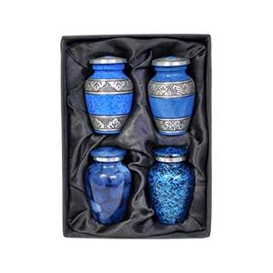 Set Of 4 Blue Small Cremation Urn <b>Keepsakes</b> Ashes Holding Urns Human Ashes Memorial Burial Decor Urn With Velvet <b>Box</b> Hot Selling - Product Image 5