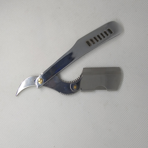 Maquinilla de afeitar recta de acero inoxidable de moda antigua, diseño plegable seguro para afeitado facial y corporal para barberos y corte de pelo - Product Image 2