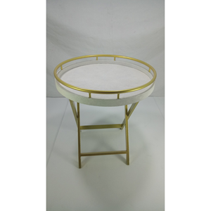 Faux Shagreen Buttler Bandeja Color latón con patas de metal Tamaño 0,46x0,46x0.585mm Hecho en Vietnam Número de modelo 157 - Product Image 4