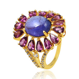 เครื่องประดับควอตซ์อเมทิสต์หลากเม็ดอัญมณีสีเงินสเตอร์ลิง925ใหม่สุดหรูของขวัญสำหรับผู้หญิงประดับเพชรชุบทอง - Product Image 3