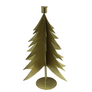 Unique Brass Coated Fancy Metal Iron <b>Christmas</b> <b>Tree</b> Shape Long Candle <b>Stand</b> Classic Style Candle Holder Handmade - Product Image 1