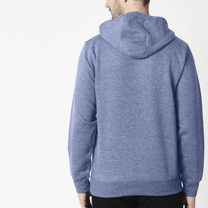 Sudadera con capucha/sudaderas con capucha lisa de ajuste clásico con logotipo personalizado bordado estampado azul marino Melange sudaderas con capucha con panel de cremallera estilizado - Product Image 5