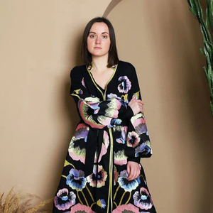 Vestido largo informal de estilo ucraniano para mujer, ropa de trabajo de manga larga para invierno, novedad de 2022 - Product Image 1