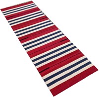 Karpet Dhurry Tenun Tangan Bahan Lembut Modern Gaya Rumah Tangga 100% Katun, Dapat Dibalik, Cocok untuk Ruang Tamu, Luar Ruangan, Gaya India