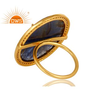 แฮนด์เมด925เงินแข็ง18พันทองค๊อกเทลแหวนเครื่องประดับอ้วนไพลินพลอยเพชรแหวนซัพพลายเออร์ - Product Image 3