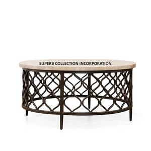 Mesa auxiliar de café de metal redonda Antiqui de cobre de alta calidad con los mejores vendedores de mármol - Product Image 1