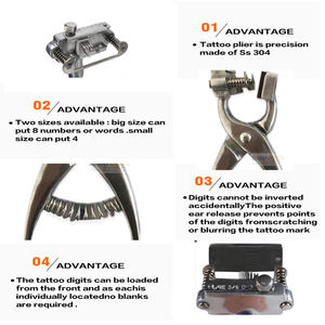 Juego de Pinzas para Tatuaje de Orejas Reutilizables de Plata de Alta Calidad, Herramientas de Identificación y Marcado para Ganado Ovino y Caprino - Product Image 5