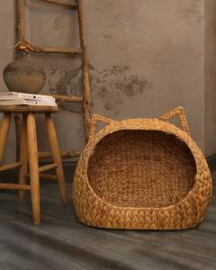 บ้านแมวผักตบชวาทำด้วยมือ,ทรงแมวทำจากธรรมชาติน่ารักทำด้วยมือ - Product Image 2