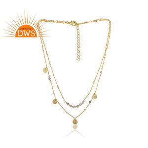 Conjunto de dijes de Latón chapado en oro, collar de labradorita y abalorios redondos, colgante de moda, joyería - Product Image 2