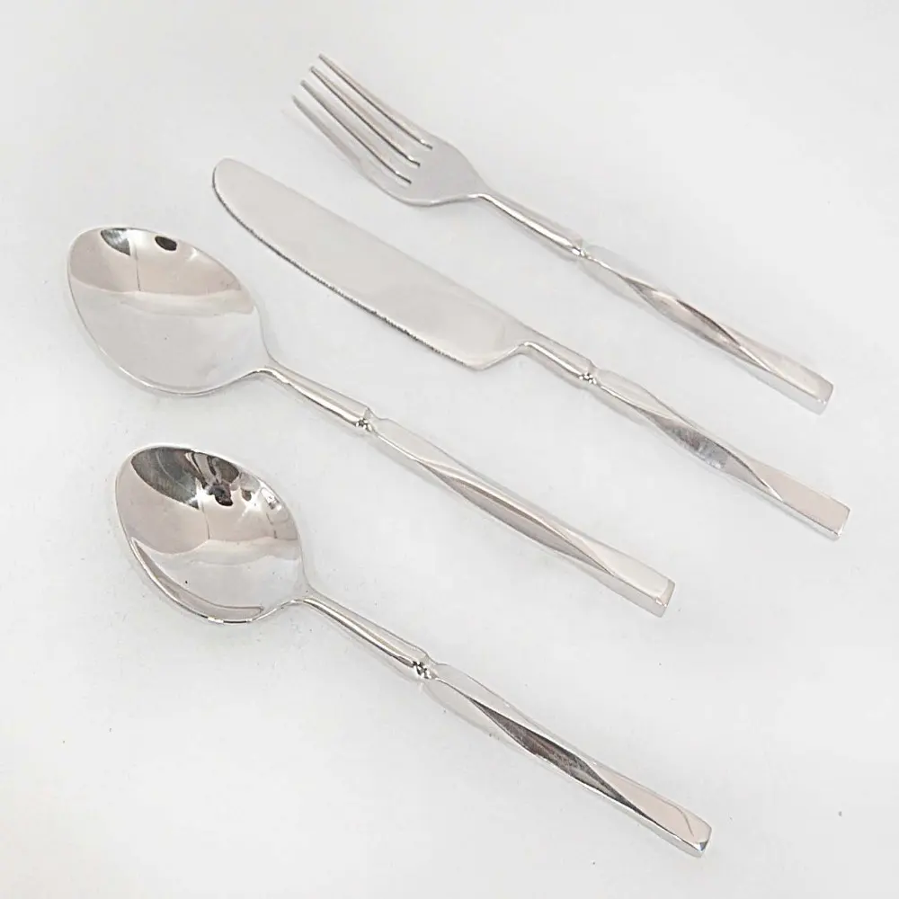 Stainless Steel Golden Cutlery Bone Handle Cutlery Set royal stainless steel cutlery set Red and Light Blue Handle Salad Serving