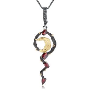 Usura quotidiana Personalizzato Belle delle Donne di figura della Luna di trasporto nero rutilate quarzo e <span class=keywords><strong>rubino</strong></span> 925 argento placcato oro del pendente della collana - Product Image 6