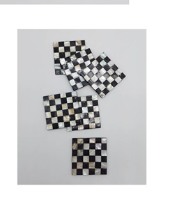 Dessous de verre en pierre incrusté de nacre et objet d'artisanat fait main antique moderne de forme ronde pour la couleur naturelle - Product Image 2