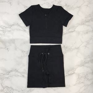 Razers Impex ชุดวอร์ม2ชิ้นลำลองสำหรับผู้หญิง, ชุดเสื้อผ้าผ้าฝ้ายระบายอากาศได้ดีชุดสั้นชุดออกแบบได้เองว่างเปล่ากลางแจ้ง - Product Image 1