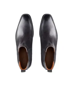Shinning पुरुषों असली लेदर औपचारिक टखने जूते सरल डिजाइन थोक पुरुषों के जूते नए विकल्प काले हस्तनिर्मित पेशेवर पीके