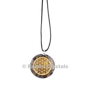 Rozrin <b>Crystals</b> Circle Orgonite Pendant With Life Inlay Feng Shui Design - Product Image 1