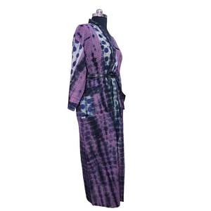 Indien teint à la main 100% fibre de bambou non tissé Kimono Tie-Dye imprimé Maxi Robe de demoiselle d'honneur gratuite printemps été automne vêtements de nuit - Product Image 4