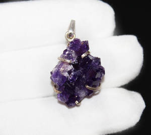 Vente en gros de pendentif en argent sterling massif 925 naturel style ethnique améthyste druzy pierres précieuses réglage de broche breloque de pierre de naissance - Product Image 4