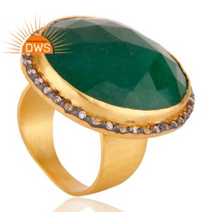 Green Aventurine Gemstone Ring Manufacturer Green Aventurine Gemstone Ring Jewelry Supplier <b>Gold</b> Plated Silver Jewelry - Product Image 2