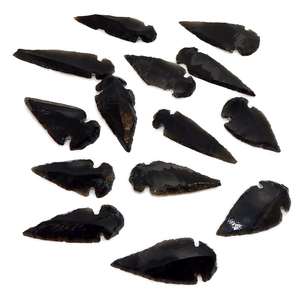 คริสตัลธรรมชาติขายส่งอัญมณีสีดำ Obsidian หัวลูกศรที่สวยงามซูเปอร์คุณภาพปริมาณจำนวนมาก
