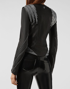 Veste de soirée en cuir de mouton pour femme, blouson d'hiver avec fermeture éclair, de couleur noire, nouvelle collection 2021 - Product Image 6