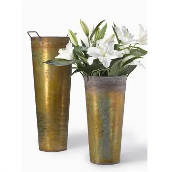 Conjunto de 2 balde de flores da casa, decoração de metal para fazenda, flor francesa, plantador moderno galvanizado