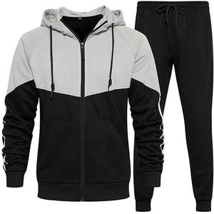 Survêtement athlétique à capuche pour hommes décontracté deux pièces costumes couleur bloc sweats à capuche et pantalons de survêtement ensemble pour jogging course à pied - Product Image 3