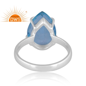 925 Plata de ley fina doblete natural aguamarina cuarzo piedra preciosa anillo apilable fabricante de joyas - Product Image 4