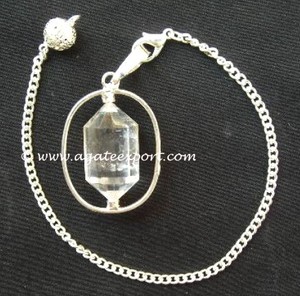 Stile Feng Shui pietra Semi-preziosa artigianato agata gemma intagliata pendolo di cristallo curativo quarzo sfaccettato pendoli in <span class=keywords><strong>metallo</strong></span> fatto - Product Image 2
