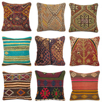 Coussin de houppon tissé à la main, taie d'oreiller turque orientale,