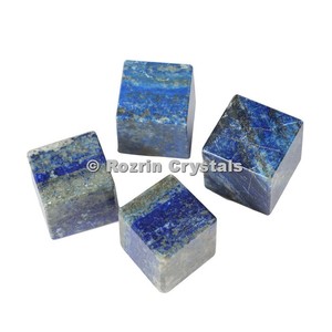 Cube de Lapis Lazuli sculpté et gravé, objet de collection d'art Feng Shui - Product Image 1
