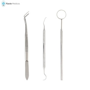 Dental examination set 3 PCS Dental Probe Tweezer and Mouth Mirror With Handle - Product Image 1