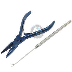 Pince d'extension de cheveux bleus et outils en acier et en acier inoxydable de crochet d'aiguille de traction - Product Image 1
