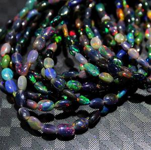 Ethiopia Đen Opal đa lửa hình dạng hình bầu dục đá quý hạt làm đồ trang sức vòng cổ AAA + chất lượng hàng đầu tự nhiên chất lượng tuyệt vời - Product Image 3