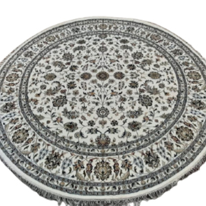 Tapis rond en laine nouée à la main, accessoire traditionnel, à design multicolore, fabriqué à la main - Product Image 1