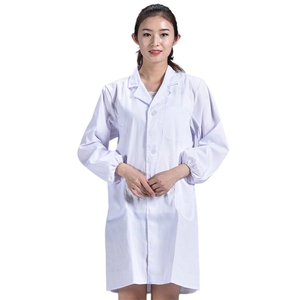 Bata de laboratorio de manga larga Unisex, camisa blanca con cuello de solapa con muescas y botón, uniforme médico de enfermería, Túnica - Product Image 2
