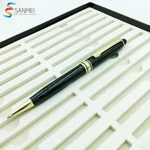 Promotional high grade business gift set gold black custom luxury metal ballpoint pen