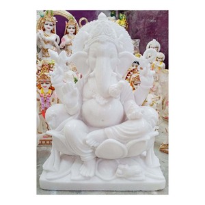 Escultura de Ganpati DE DIOS religioso, mármol blanco sin manchas - Product Image 1