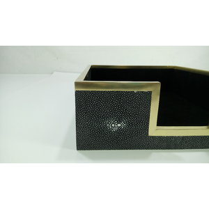 Bandeja de Shagreen de imitación de origen vietnamita, embellecedor de latón, caja de 0,34x0,27x0.085 para almacenamiento de joyas, terciopelo MDF de resina - Product Image 2